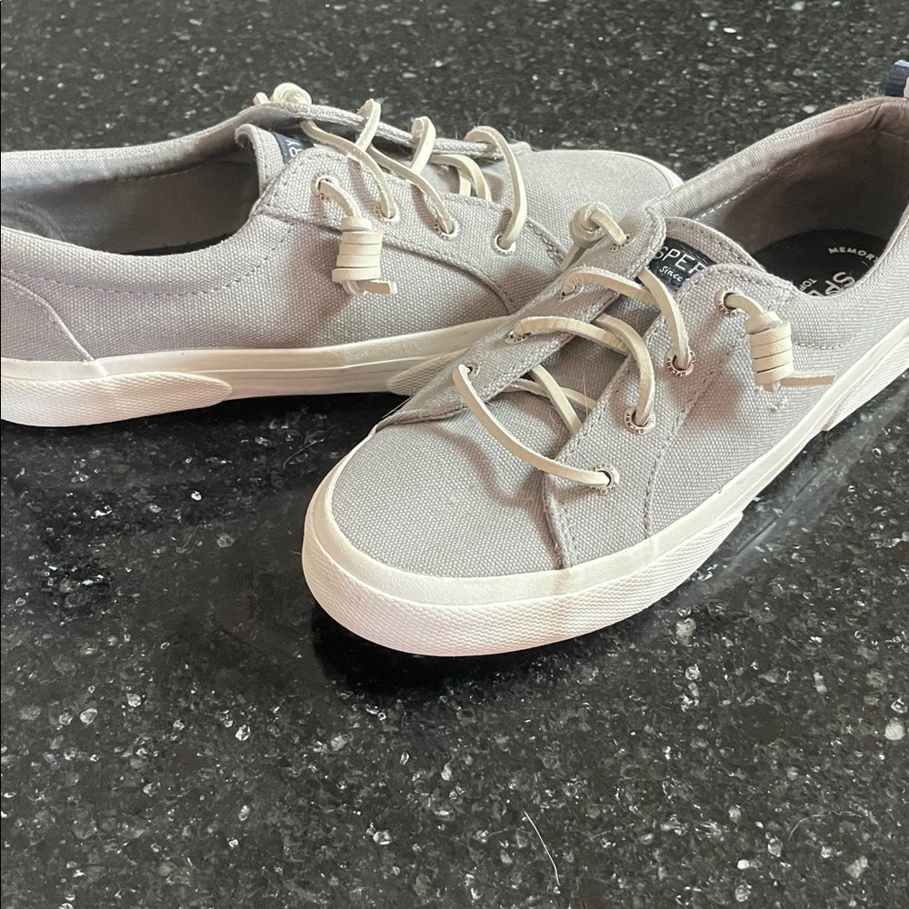 Sperry Light Gray Canvas Lace-Up Sneakers - Picture 3 of 4